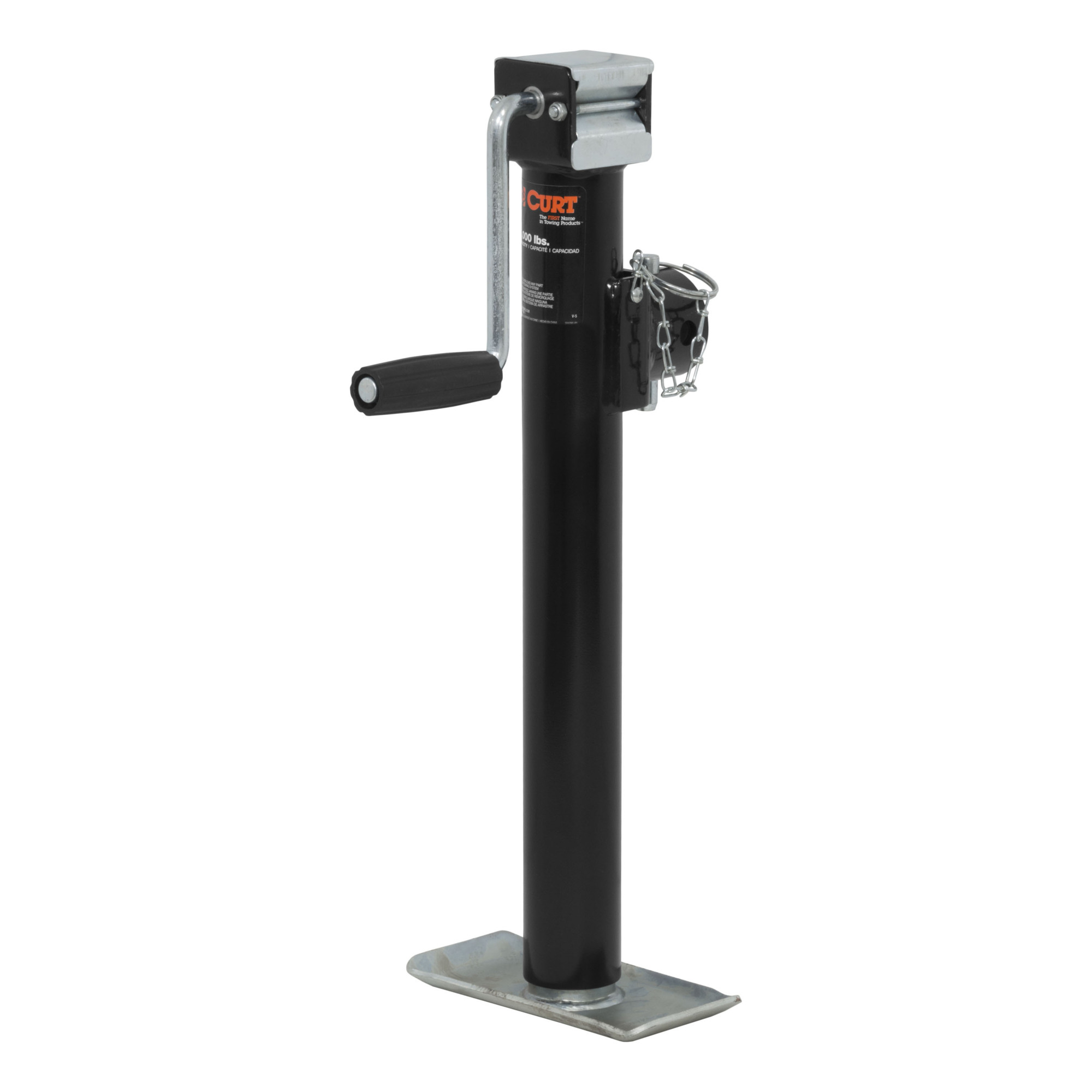 Curt Manufacturing, Pipe-Mount Swivel Jack w Side Handle 2000 lbs, 15in. Travel, Model# 28324
